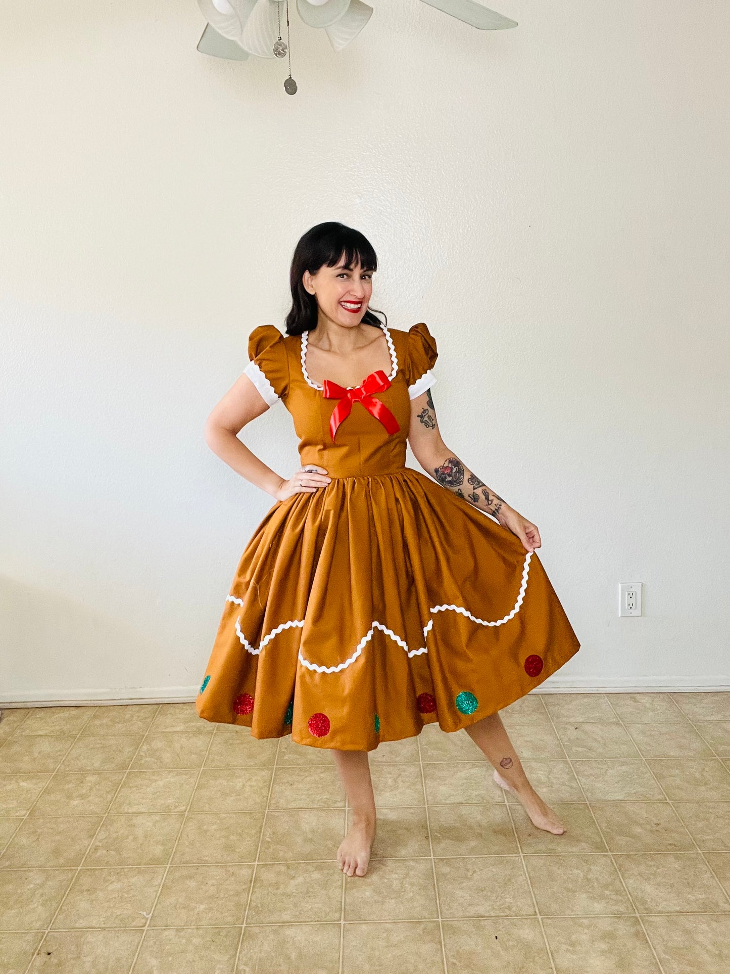Reserve Deposit Velvet Gingy Gingerbread Dress