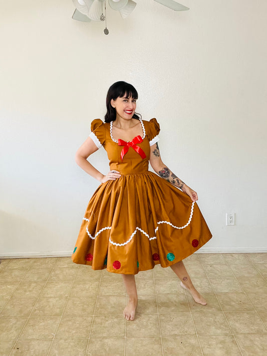 Reserve Deposit Velvet Gingy Gingerbread Dress