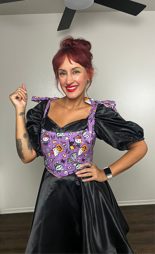 Halloween Kitty Cropped Corset Top