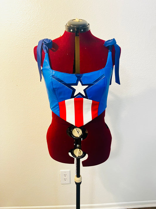 Winter Star Vinyl Satin top Corset Crop Top