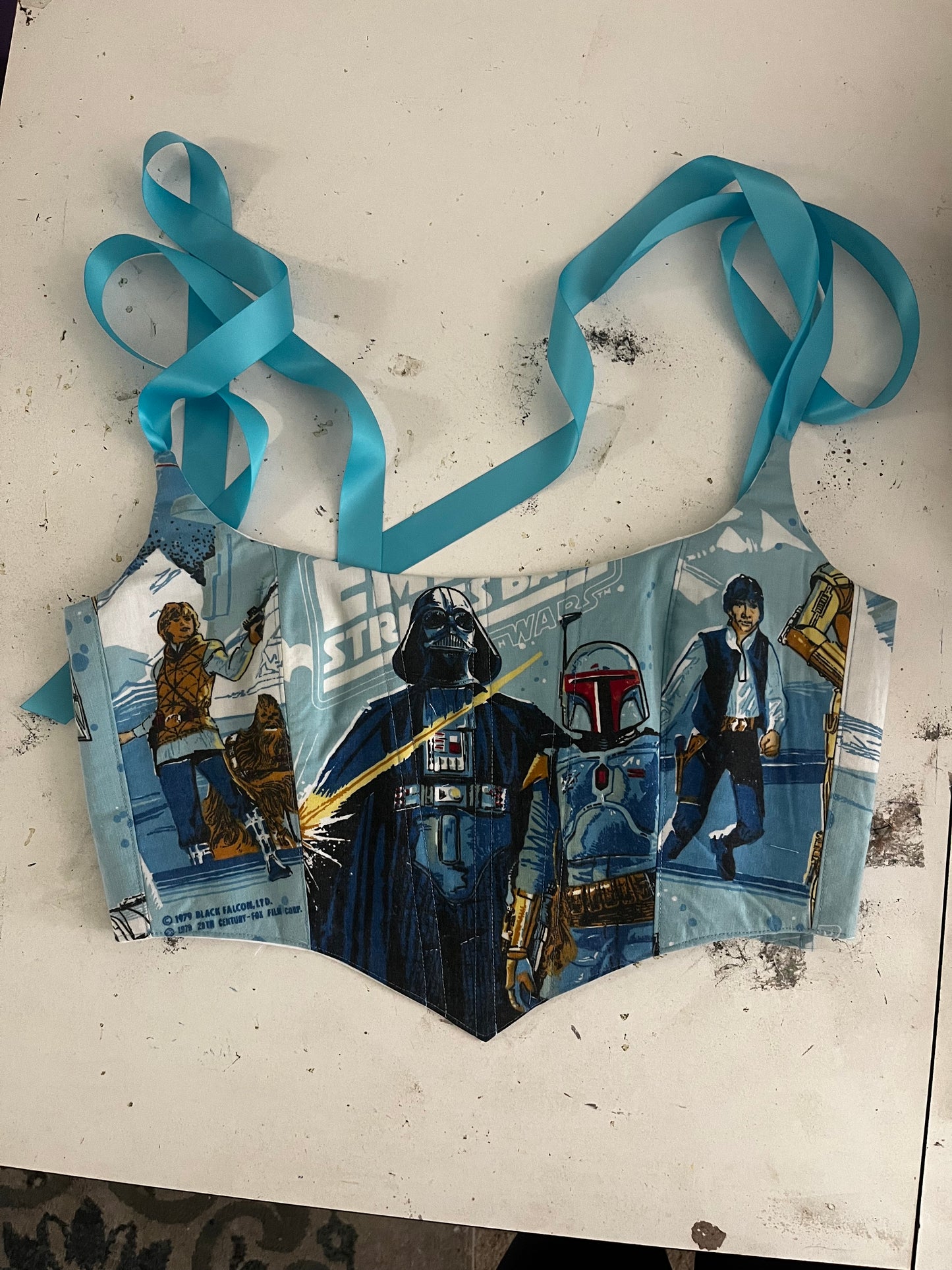 Blue Upcycled Empire Strikes Back Corset Top