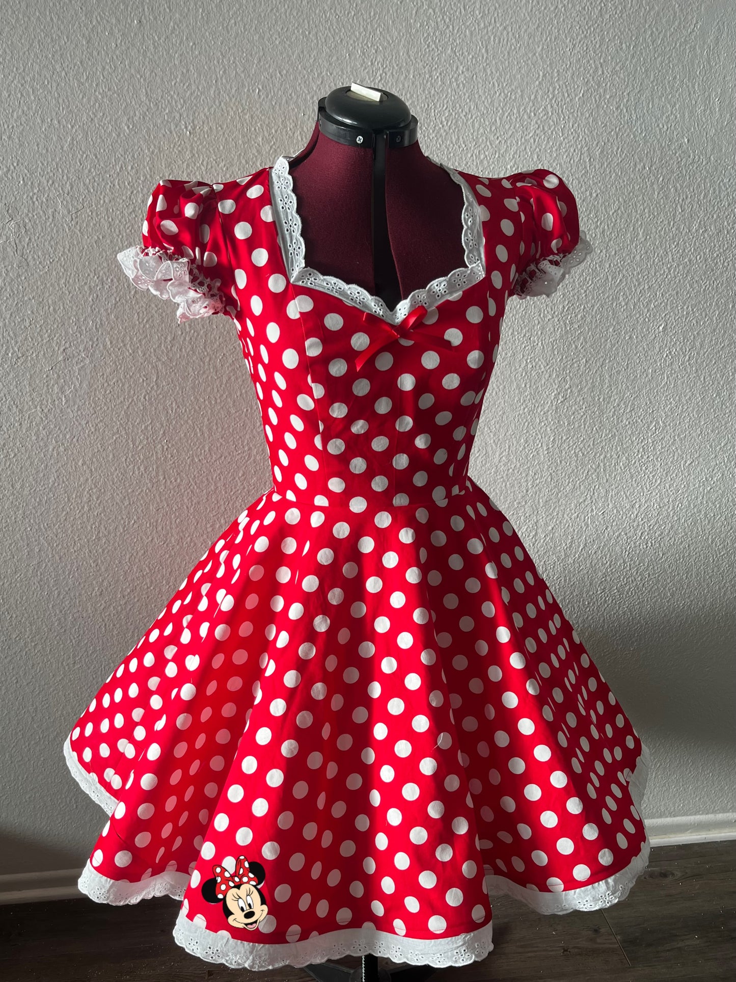 Dot Minnie Polka Dot Puff Sleeve Dress