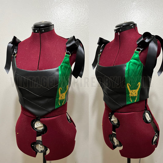 Trickster Vinyl Satin top Corset Crop Top