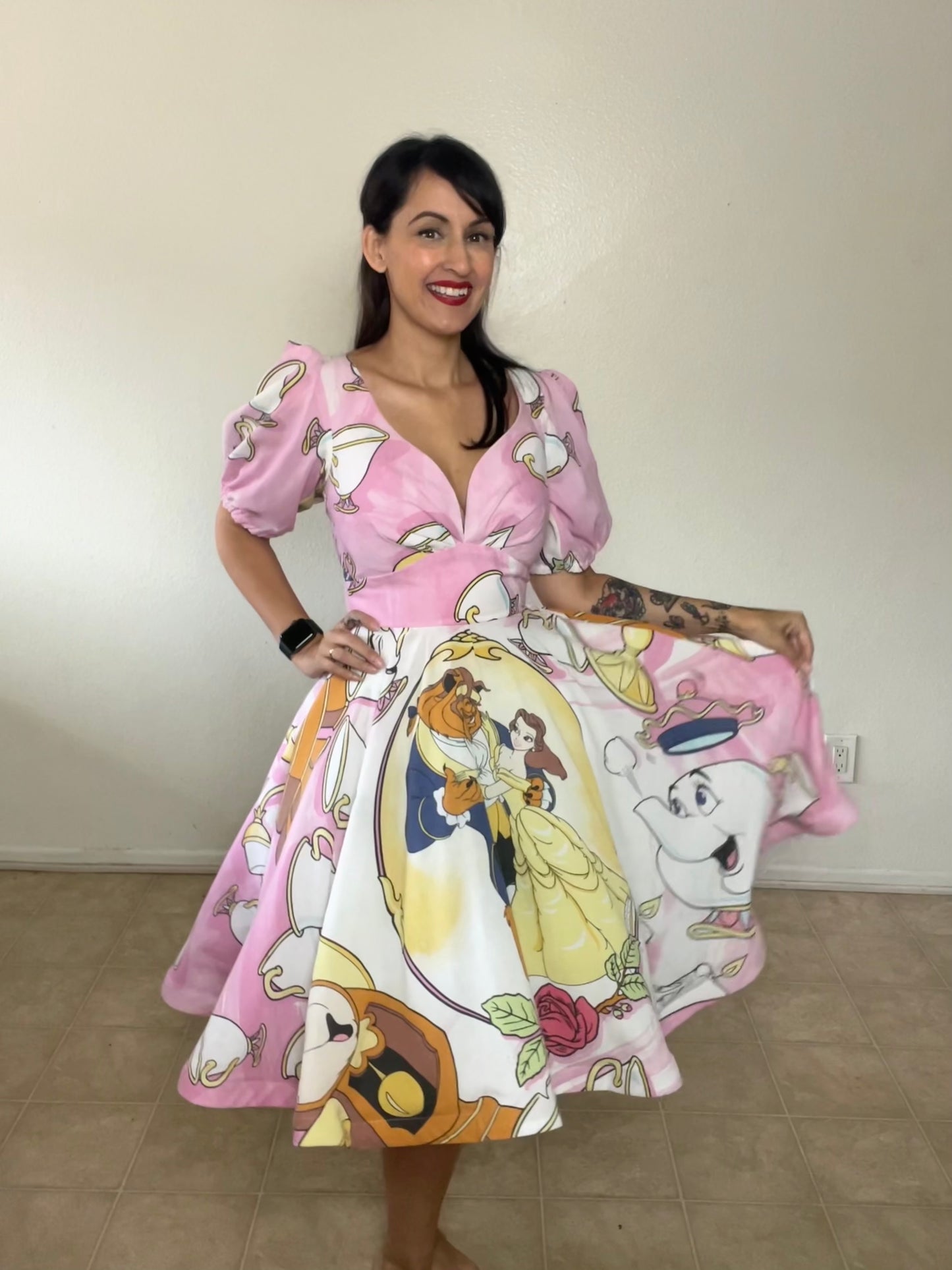 Pink Beast and Beauty Upcycled Bedsheet Dress